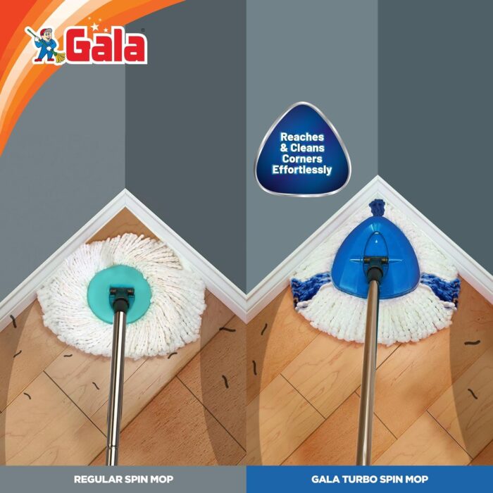 Gala Turbo Triangular Spin Mop Handle with Refill, Durable Replacement Handle with Rubber Grip For Turbo Spin Mop - Image 2