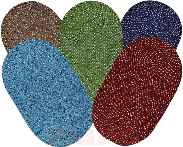 Cotton Oval Doormats, Pack of 5, Hand-woven, Durable, Multicolored, Made in India