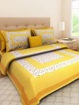 ROYAL JAIPURI 210 TC Cotton Double Floral Flat Bedsheet