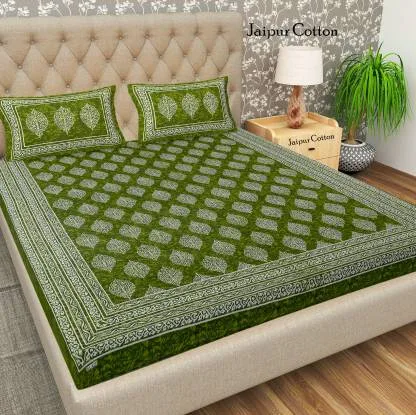 Jaipur Cotton 151 TC Cotton Double Geometric Flat Bedsh...