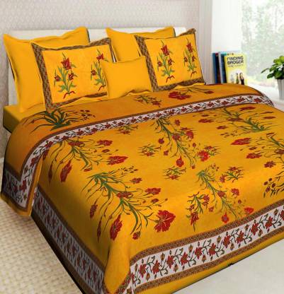 Rajasthani Jaipuri Traditional Print 160 TC Cotton Doub...
