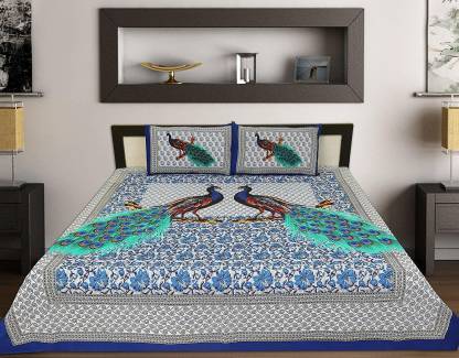 Krishna enterprises jaipur 144 TC Cotton Double Printed Flat Bedsheet