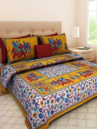 JaipurLoom 144 TC Cotton Double Animal Flat Bedsheet