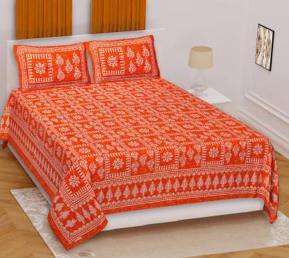Krishna enterprises jaipur 104 TC Cotton Double Jaipuri Prints Flat Bedsh...