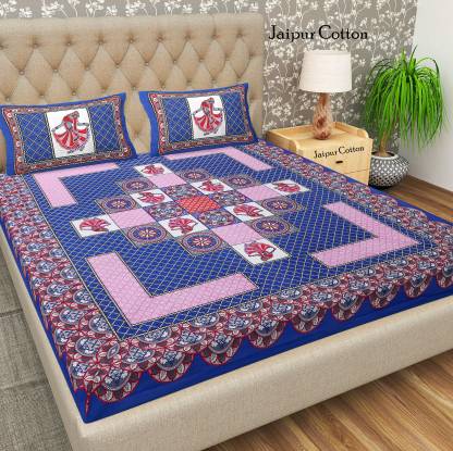 Jaipur Cotton 144 TC Cotton Double Jaipuri Prints Flat ...
