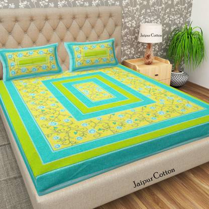 Jaipur Cotton 144 TC Cotton Double Checkered Flat Bedsh...