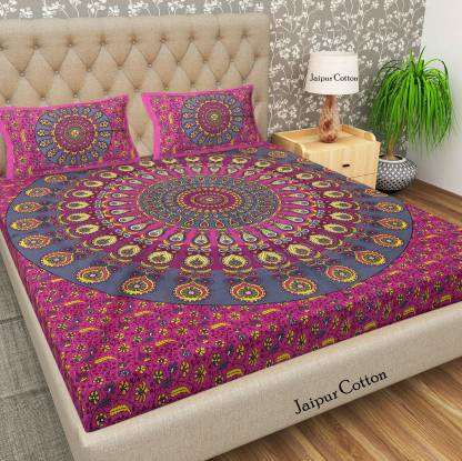 Jaipur Cotton 151 TC Cotton Double Self Design Flat Bed...