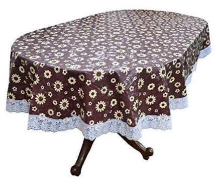 PVC Plastic Flowered Printed Oval Waterproof Dining Table Cover