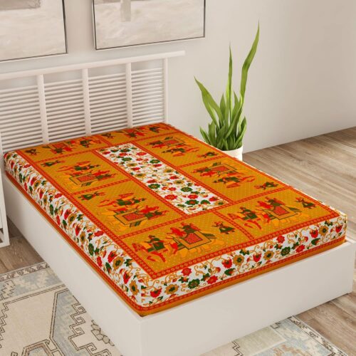 81FEfRz1EpL._SL1500_ Jaipur Rajasthani Joy Puri Single Bed Sheet – Without Pillow Cover