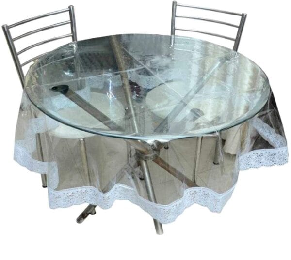 Premium Transparent PVC Table Cloth with Floral Lace – Waterproof & Elegant