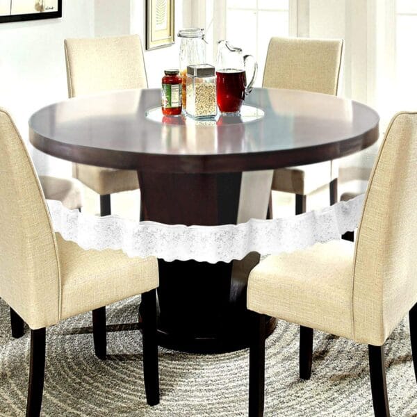 Premium Transparent PVC Table Cloth with Floral Lace – Waterproof & Elegant