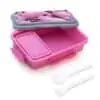 Kids Cartoon Lunch Box with Spoon & Fork | Leak Resistant School Tiffin Box | 3 Colour Options