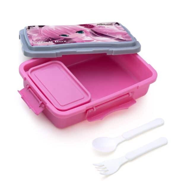 Kids Cartoon Lunch Box with Spoon & Fork | Leak Resistant School Tiffin Box | 3 Colour Options