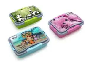 Kids Cartoon Lunch Box with Spoon & Fork | Leak Resistant School Tiffin Box | 3 Colour Options