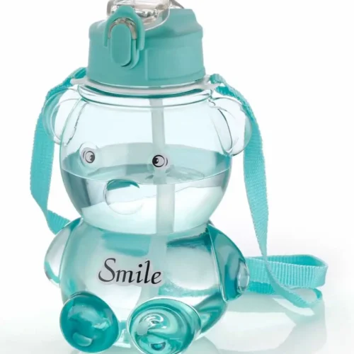 Kids Teddy Bear Water Bottle 650ml with Straw & Sling | Leak Proof Sipper Bottle