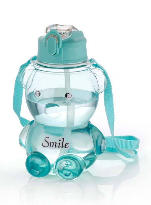 Kids Teddy Bear Water Bottle 650ml with Straw & Sling | Leak Proof Sipper Bottle