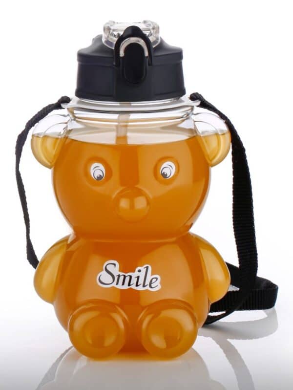 Kids Teddy Bear Water Bottle 650ml with Straw & Sling | Leak Proof Sipper Bottle