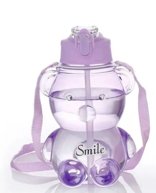 Kids Teddy Bear Water Bottle 650ml with Straw & Sling | Leak Proof Sipper Bottle