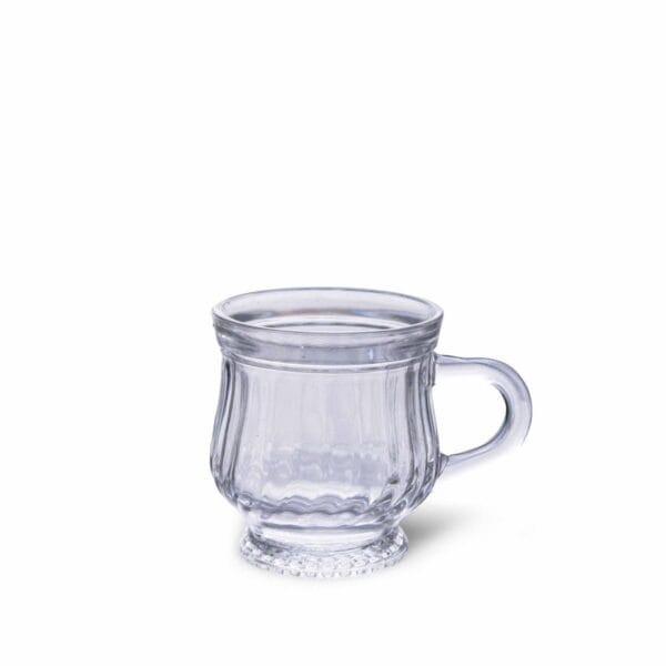Yera Premium Glass Tea Cup Set of 6 (120ml) – Clear Transparent Small Glass Chai Cups with Handle for Home, Office & Cafe