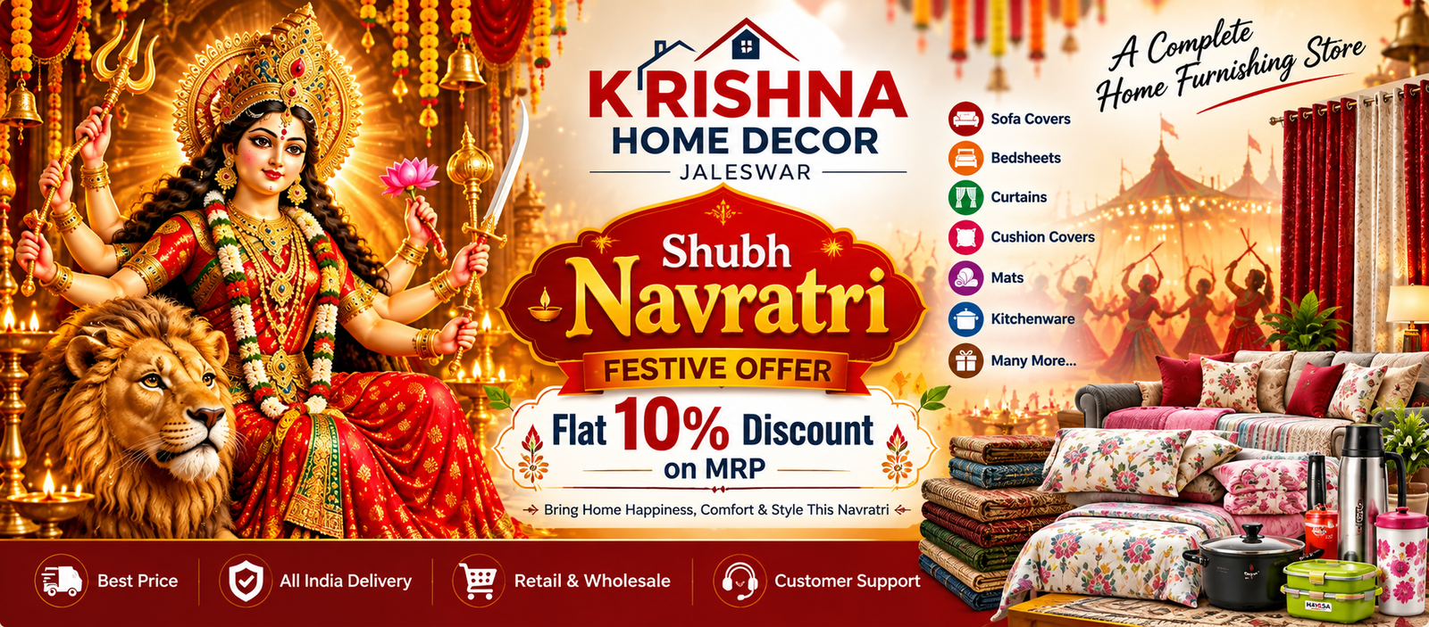 Krishna Home Decor festive offer banner
